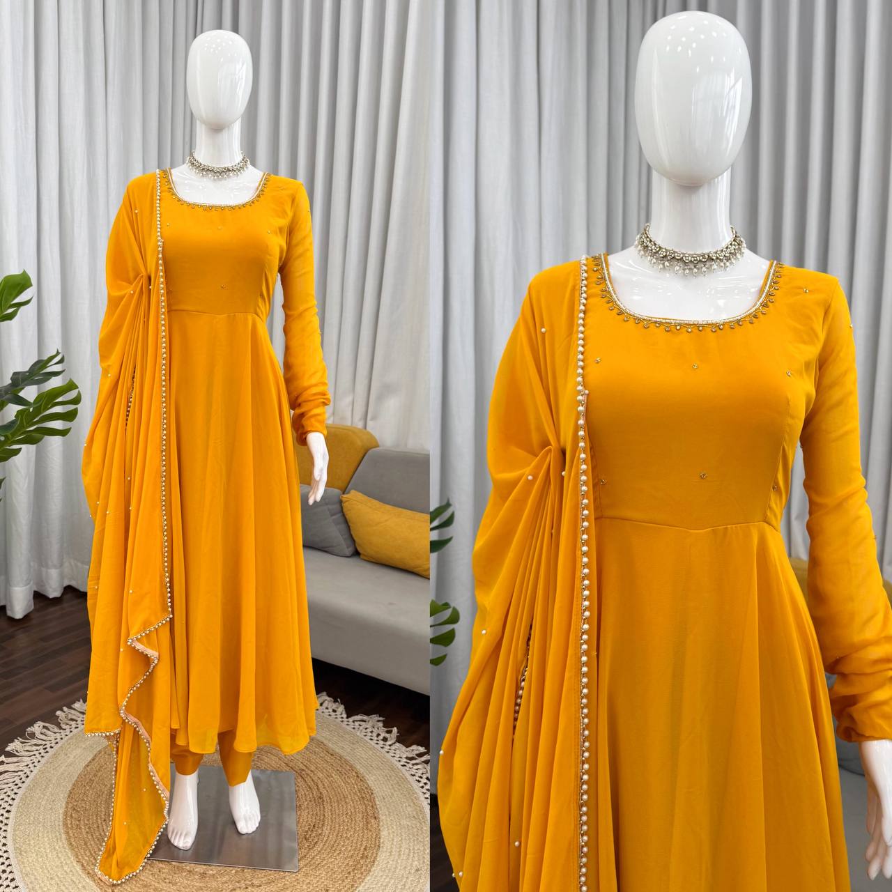 NEW DESIGNER HALDI SPECIAL HANDWORK ANARKALI