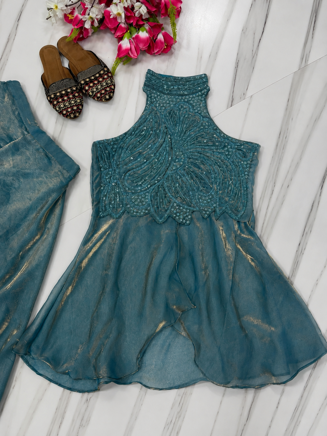 Full Neck Top and Sharara Plazzo