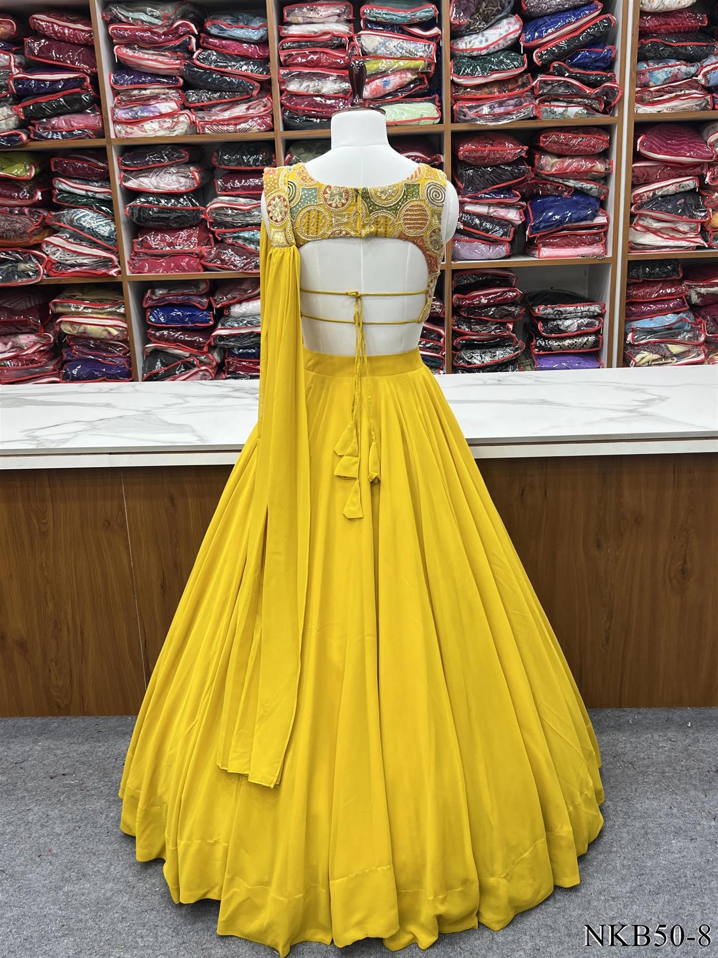 SOFT FAUX GEORGETTE FULLY STITCHED LEHENGA