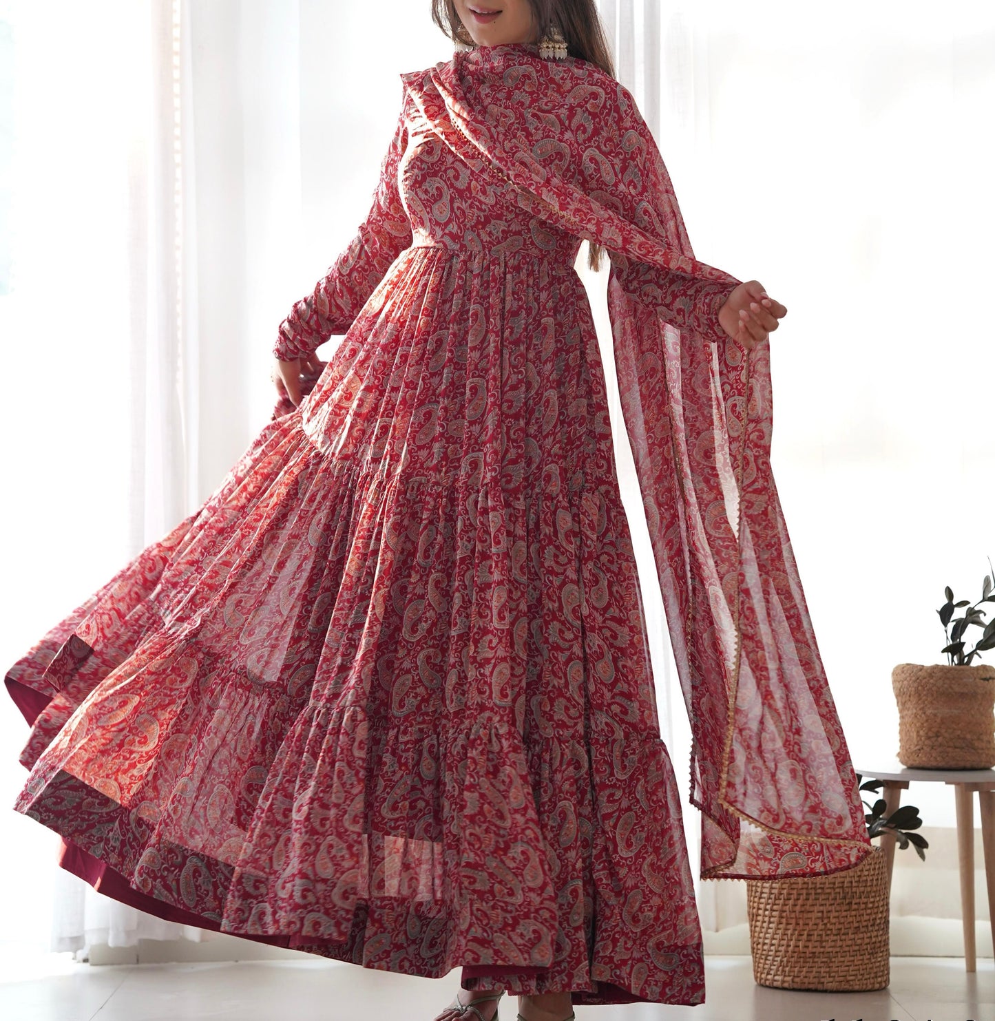 GEORGETTE ANARKALI GOWN WITH 6 MTR FLAIR