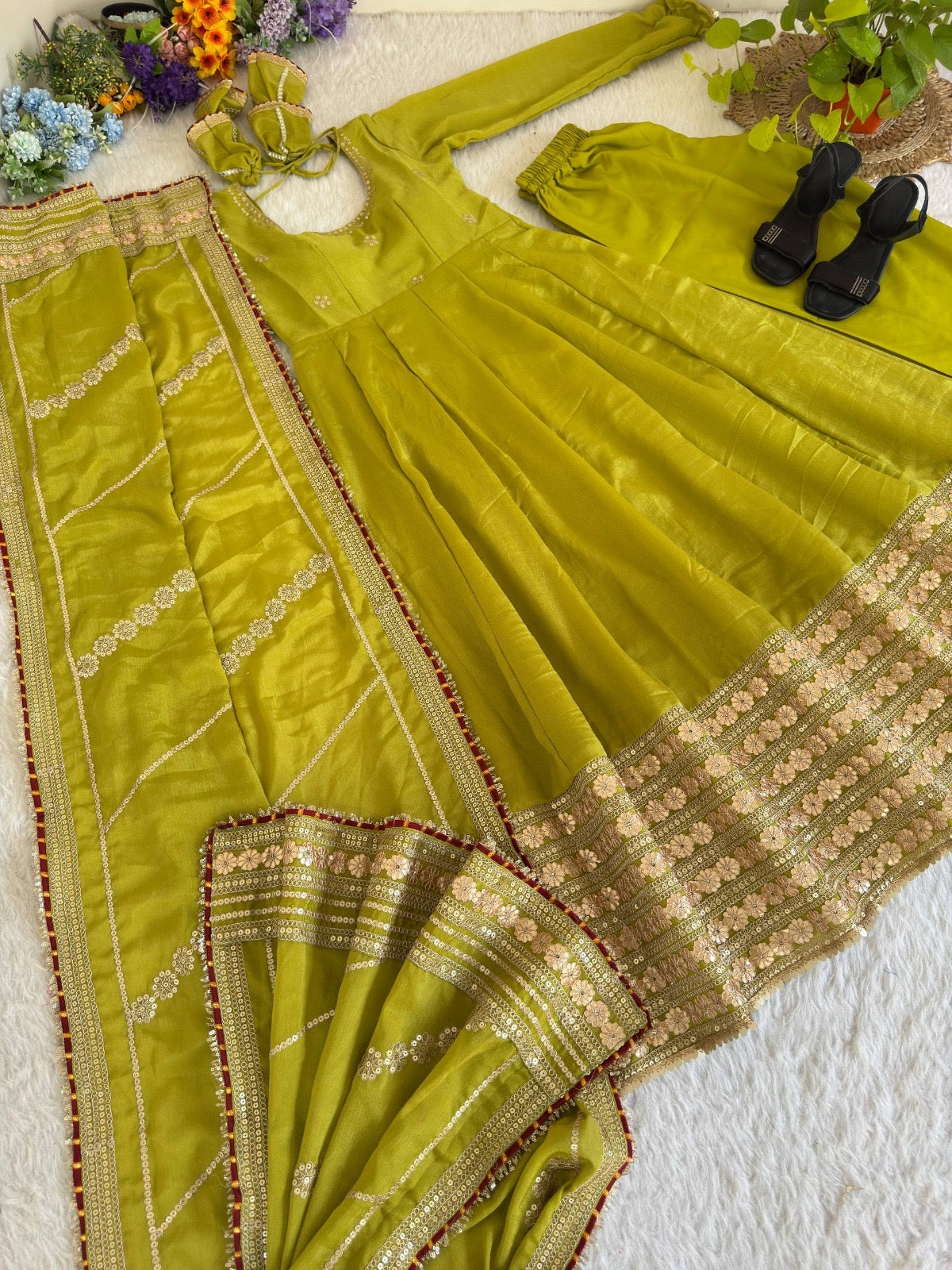 CHINNON SILK ANARKALI SET