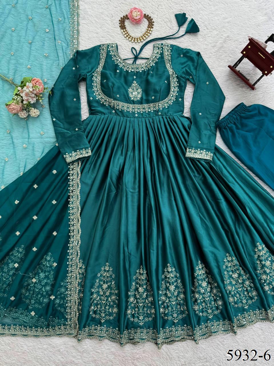 Embroidery and Sequence Work Anarkali Suit Set
