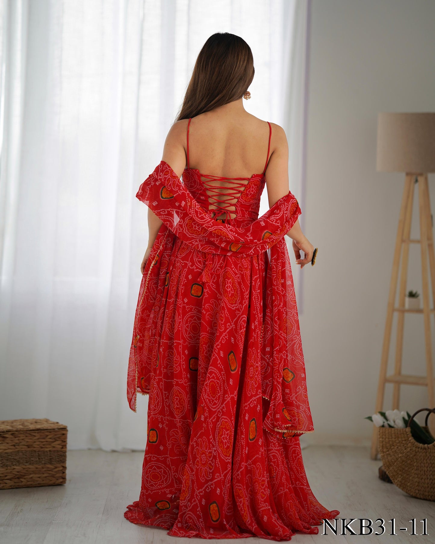 PURE SOFT CHIFFON BANDHEJ ANARKALI