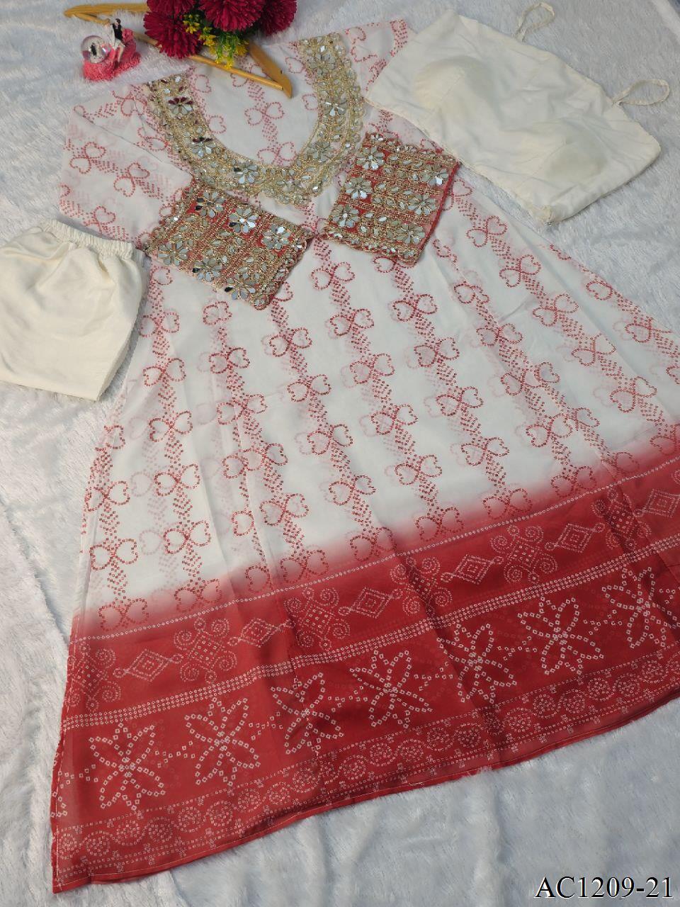 FAUX GEORETTE BUSTIER KURTI SET
