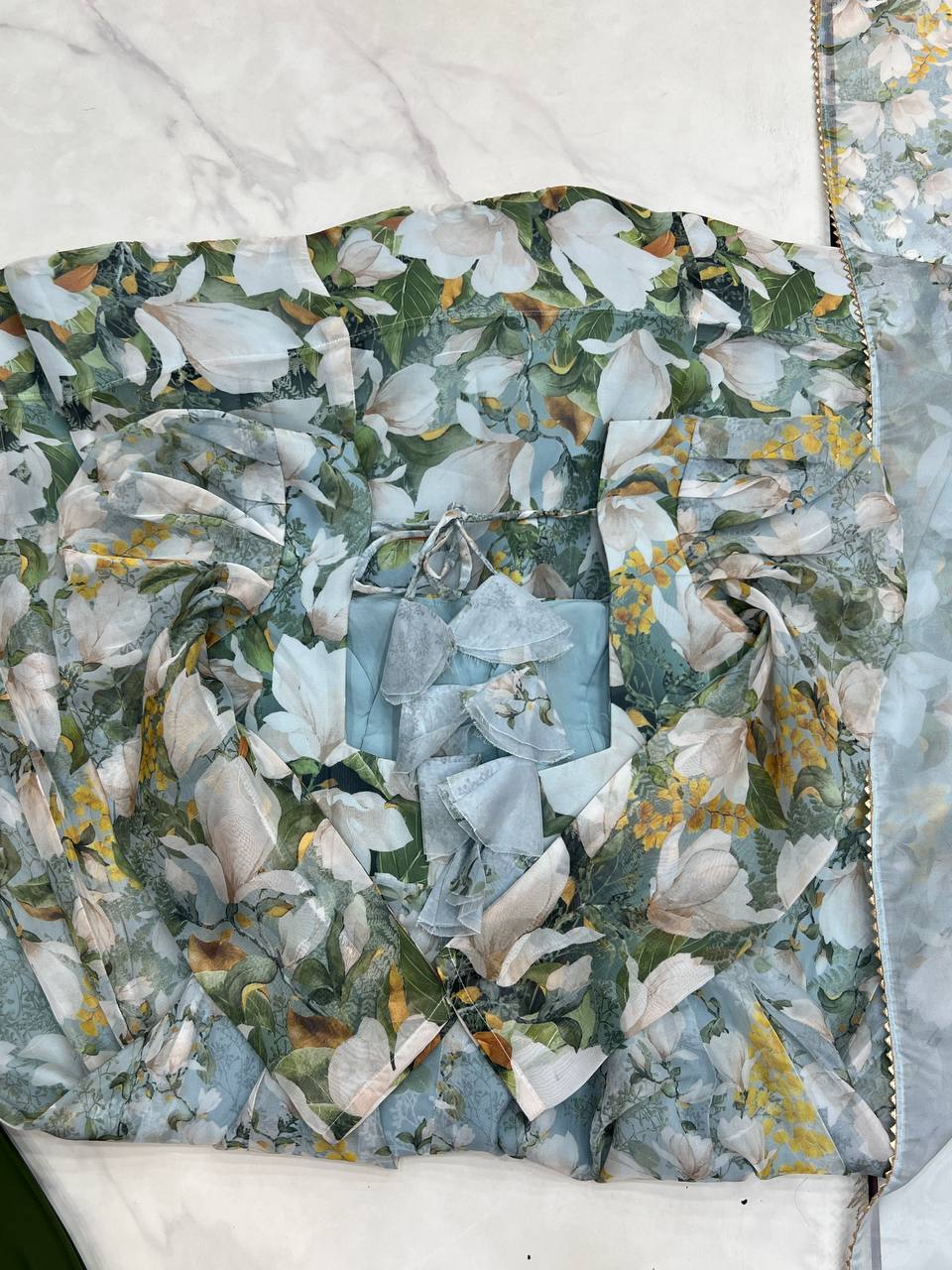 New Wear Organza Silk Floral Print Anarkali