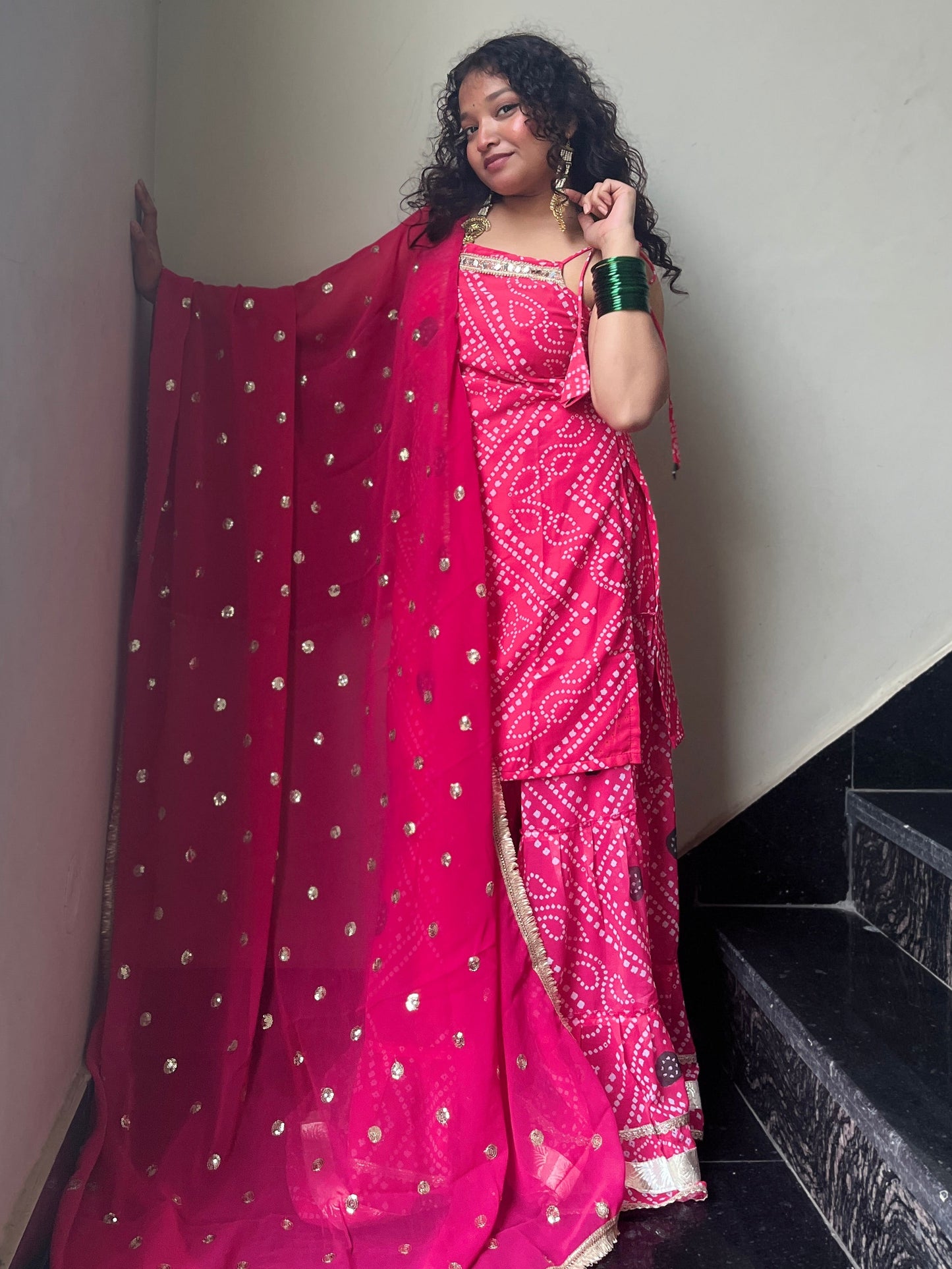 FAUX GEORGETTE SHARARA SET