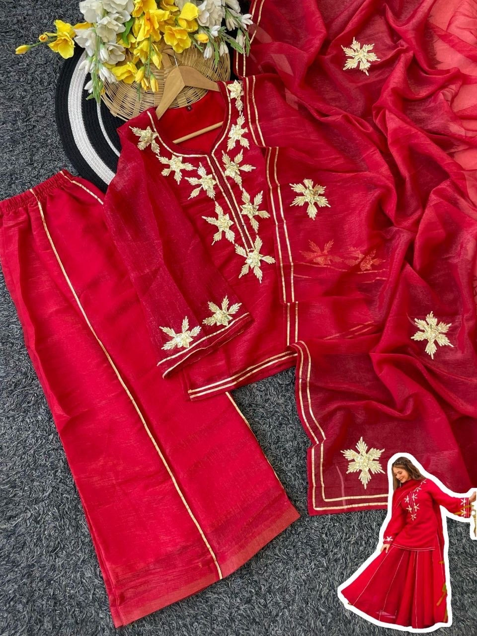 GOTTA PATTI KURTA PLAZZO SET
