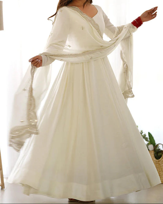 Chanderi Silk With Heavy Flair Anarkali Suit Set