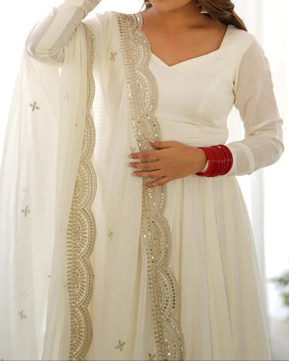 Chanderi Silk With Heavy Flair Anarkali Suit Set