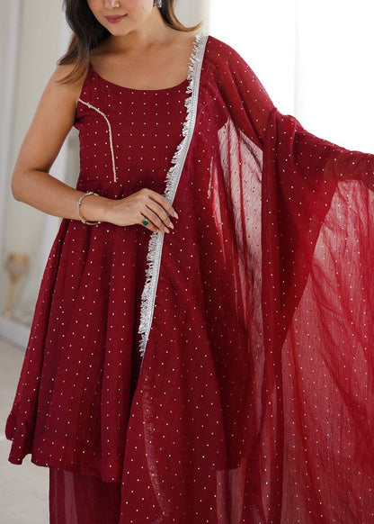 Crunchy silk zarkhand Work Top Sharara set