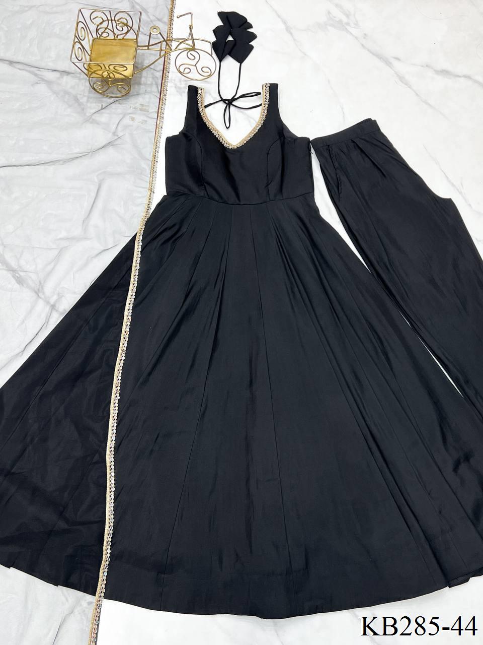 HEAVY PURE ROMAN SILK CHANDERI ANARKALI SET