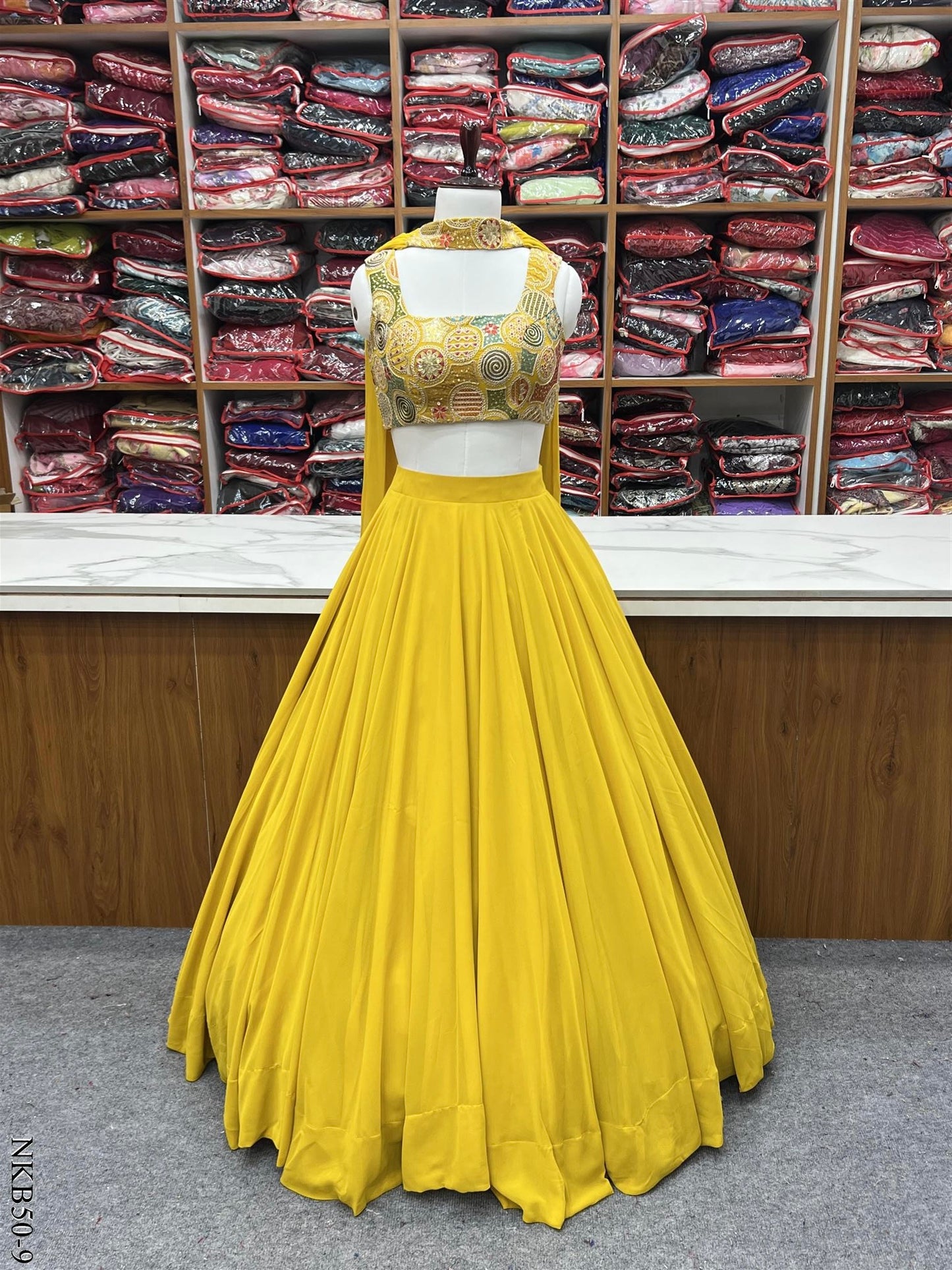 SOFT FAUX GEORGETTE FULLY STITCHED LEHENGA