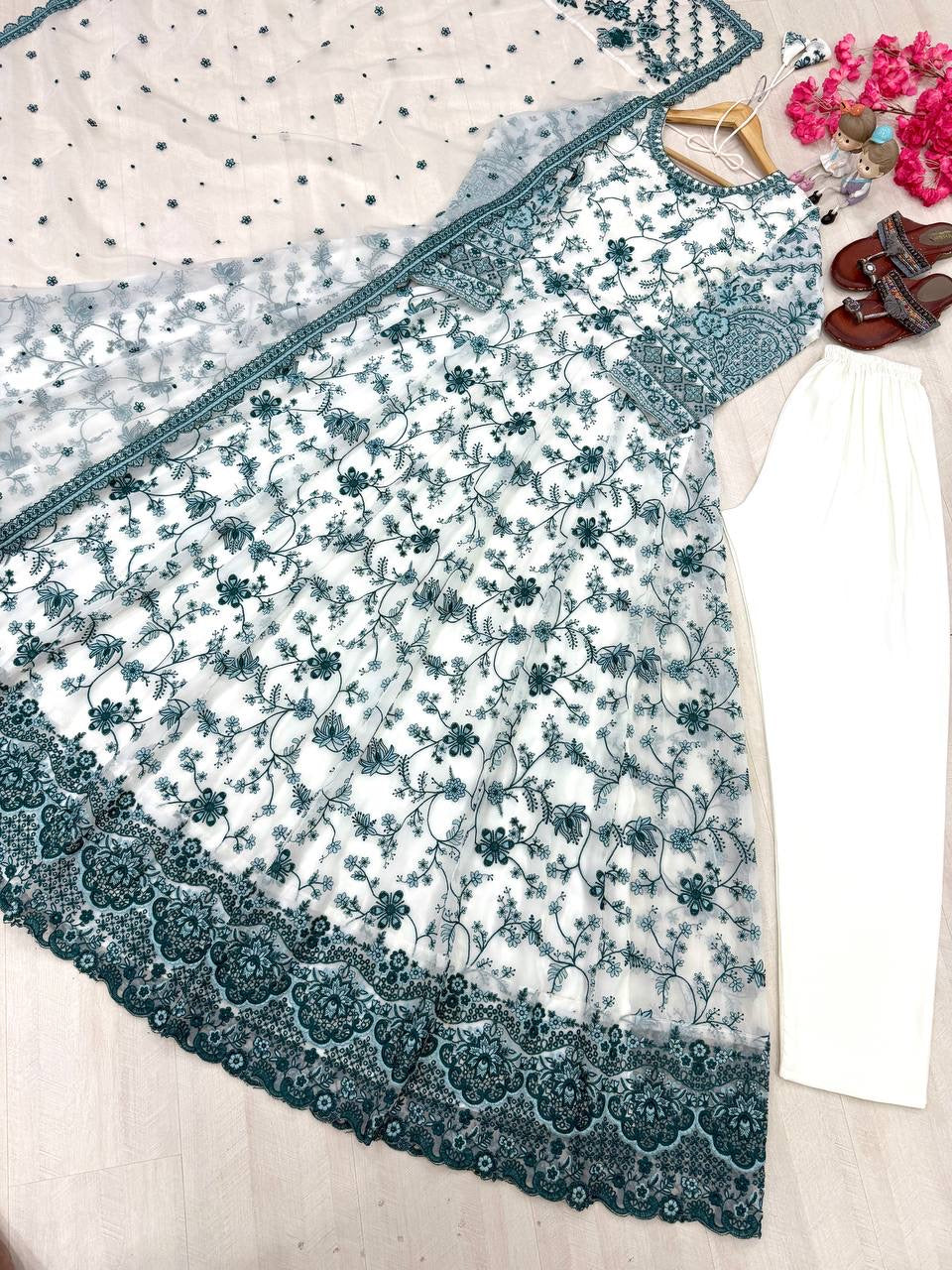 Hania Amir Viral Embroidery Gown Set