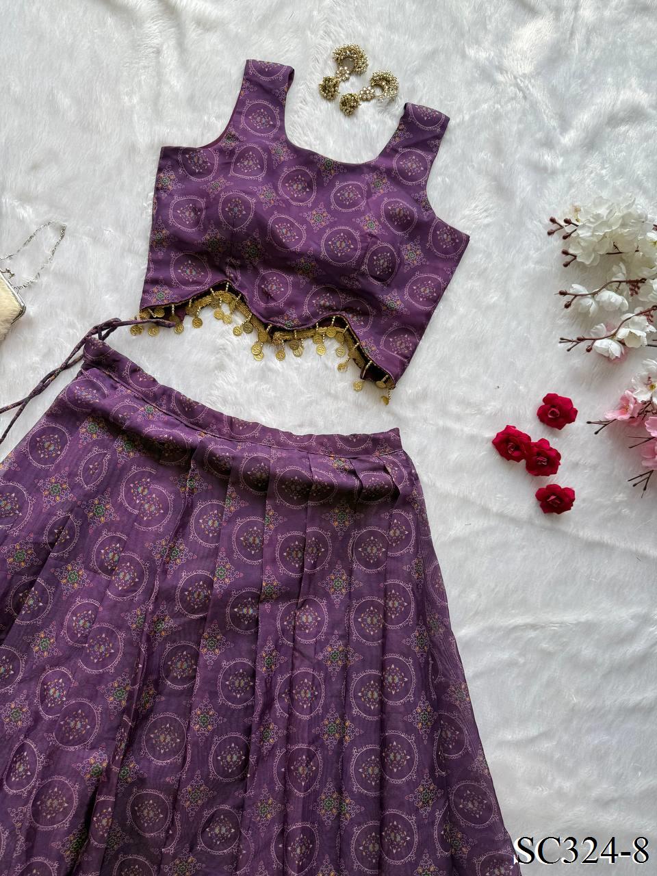 PURE ORGANZA SILK FULLY STITCHED LEHENGA