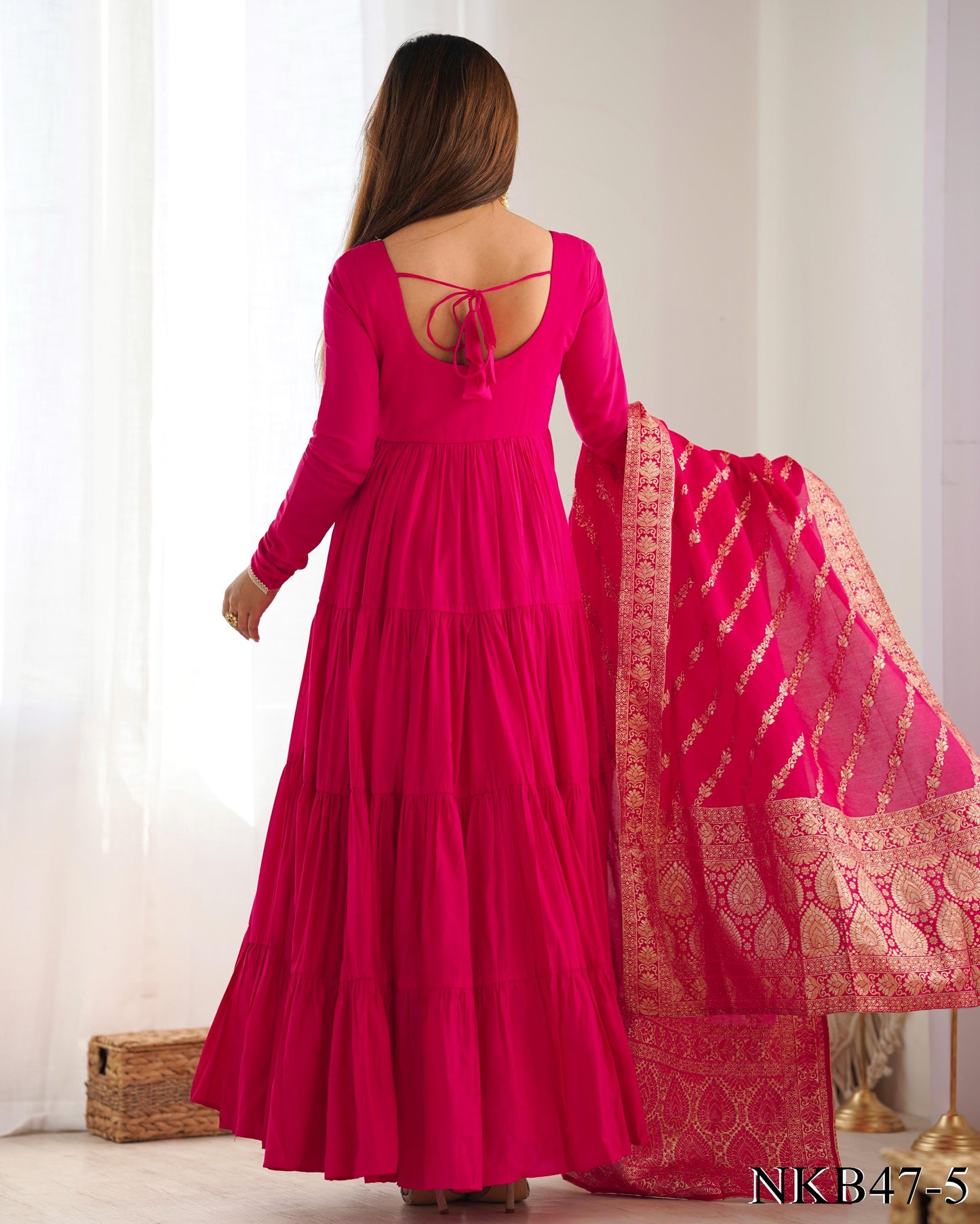 HEAVY PURE ROMAN SILK ANARKALI SET