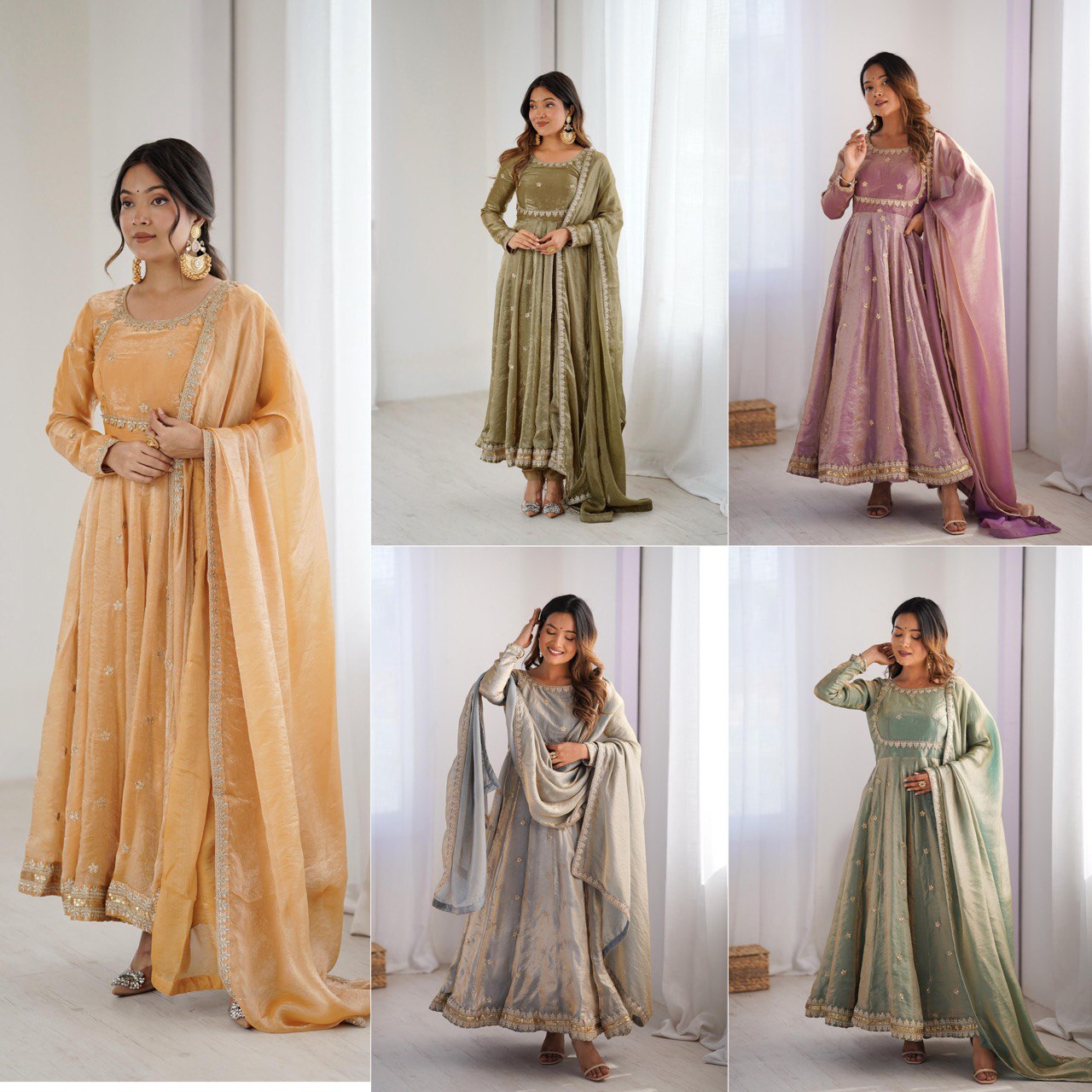 New Coding with Sequnce work Gown pent & Dupatta Set 