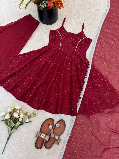 Crunchy silk zarkhand Work Top Sharara set