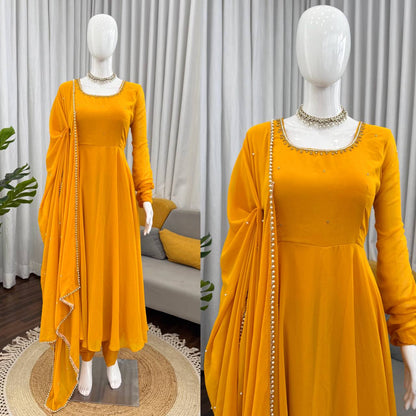 NEW DESIGNER HALDI SPECIAL HANDWORK ANARKALI