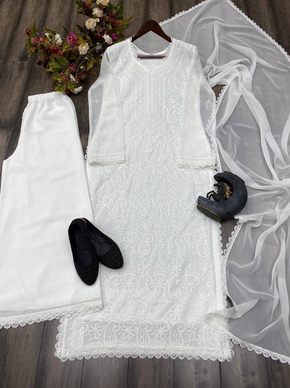 TRENDING THREAD EMBROIDERY WORK PLAZZO WITH DUPATTA