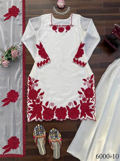 FENDY SILK EMBROIDERY THREAD WORK TOP FARSHI PANT