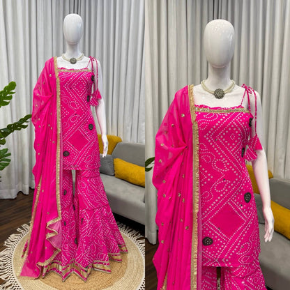 FAUX GEORGETTE SHARARA SET