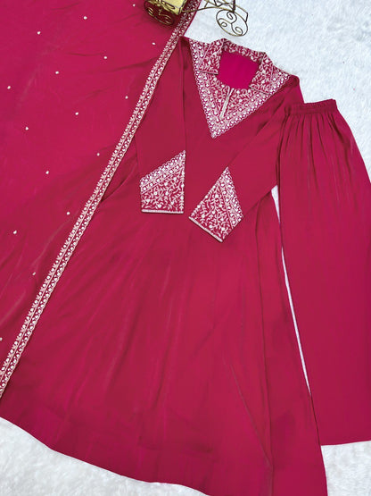 PURE ROMAN SHIMMER SILK FULLY FLARE ANARKALI SET
