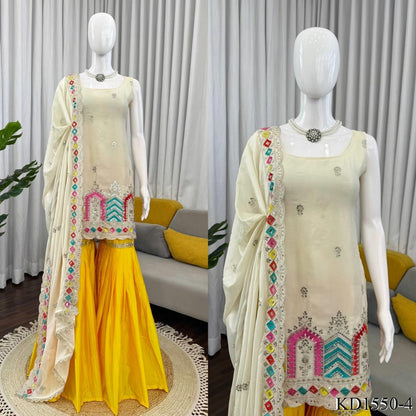 HEAVY CHINON SILK TOP SHARARA SET