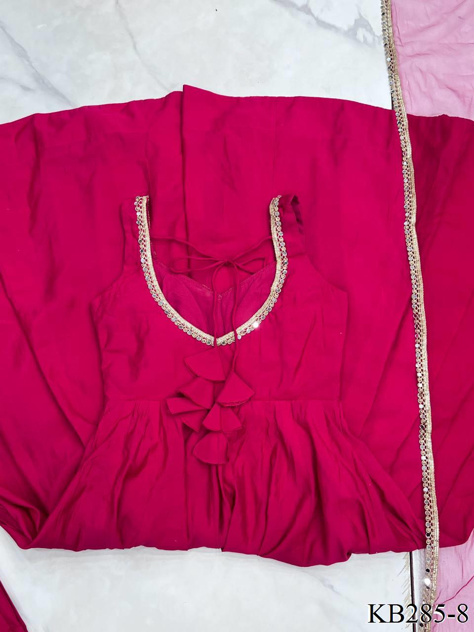 HEAVY PURE ROMAN SILK CHANDERI ANARKALI SET