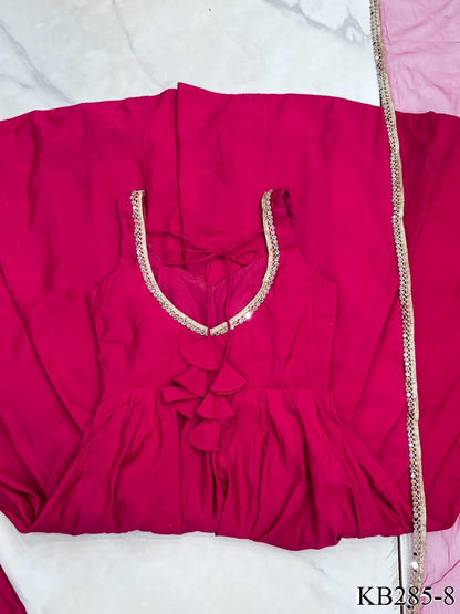 HEAVY PURE ROMAN SILK CHANDERI ANARKALI SET