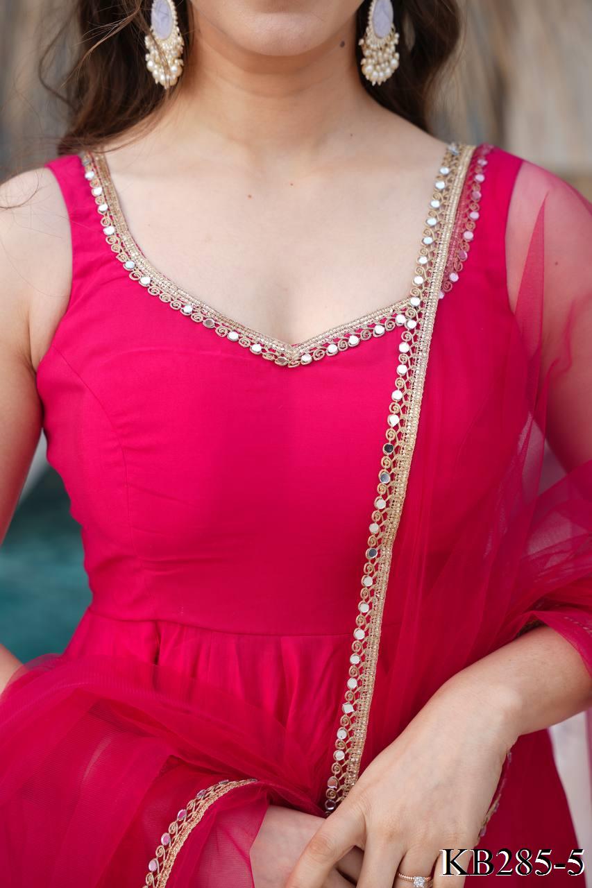 HEAVY PURE ROMAN SILK CHANDERI ANARKALI SET