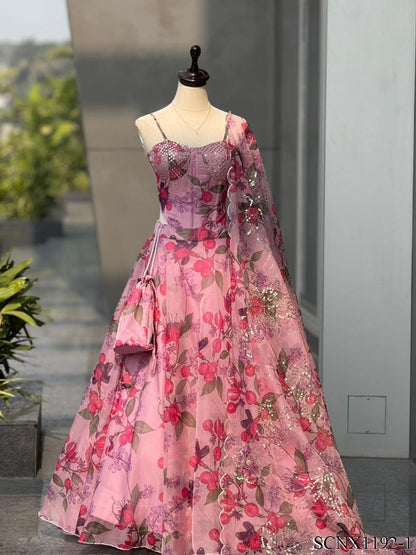 PURE ORGANZA FULLY STICHED LEHENGA
