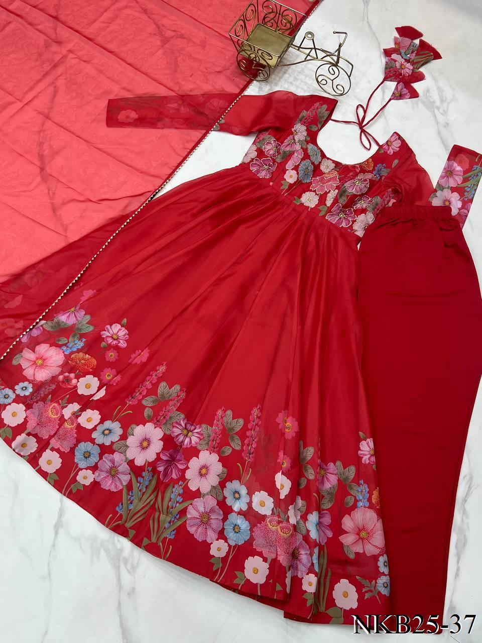 SOFT ORGANZA SILK ANARKALI SET