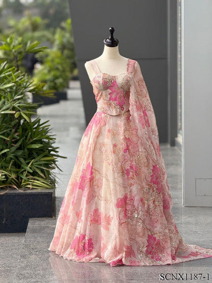 ORGANZA FABRIC STITCHED LEHENGA