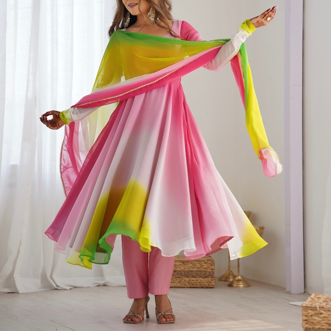 HEAVY PURE FAUX GEORGETTE ANARKALI