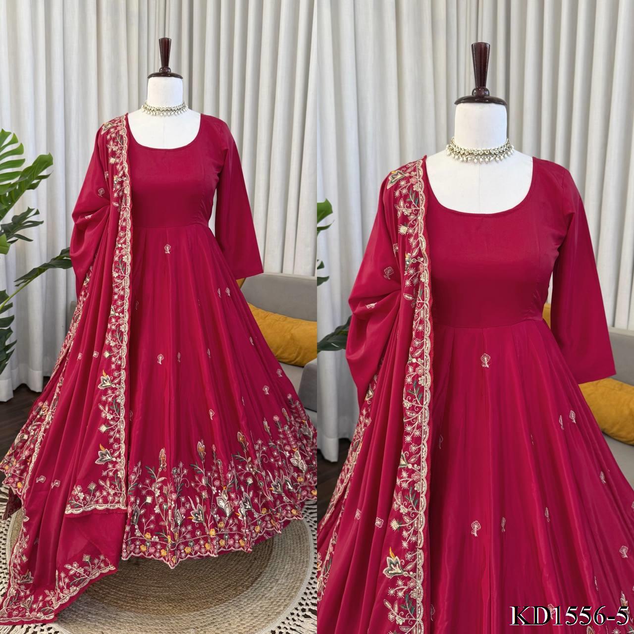 NATURAL CREPE SILK ANARKALI SET