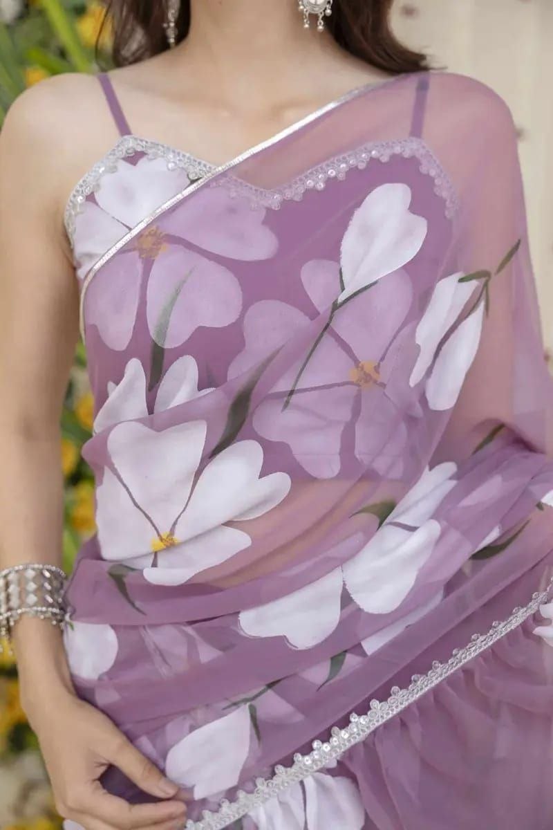 Premium Georgette Digital Print Ruffle Layers Lehenga
