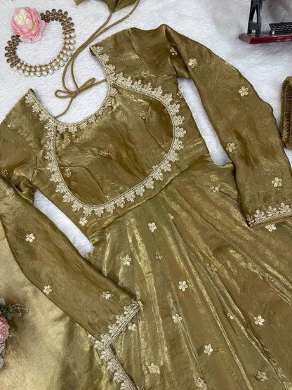 New Coding with Sequnce work Gown pent & Dupatta Set 