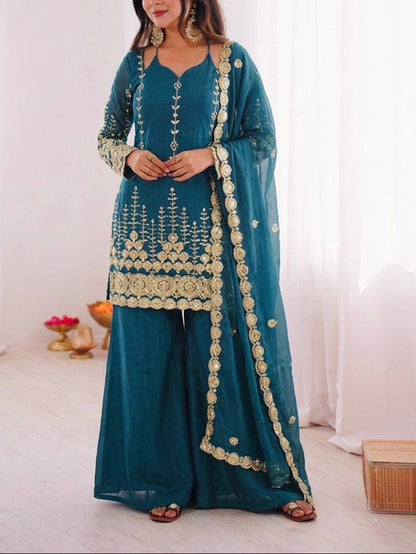 Wedding Wear Fendy Silk Sharara Plazzo and Set