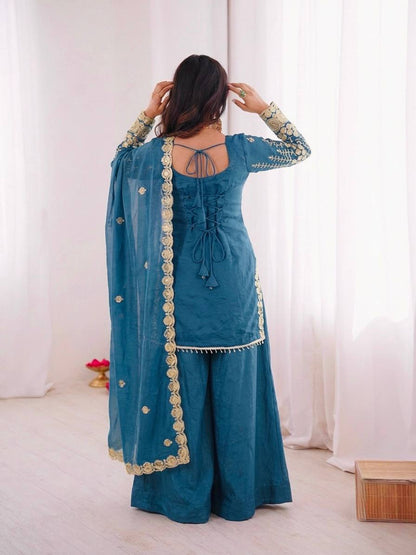 Wedding Wear Fendy Silk Sharara Plazzo and Set
