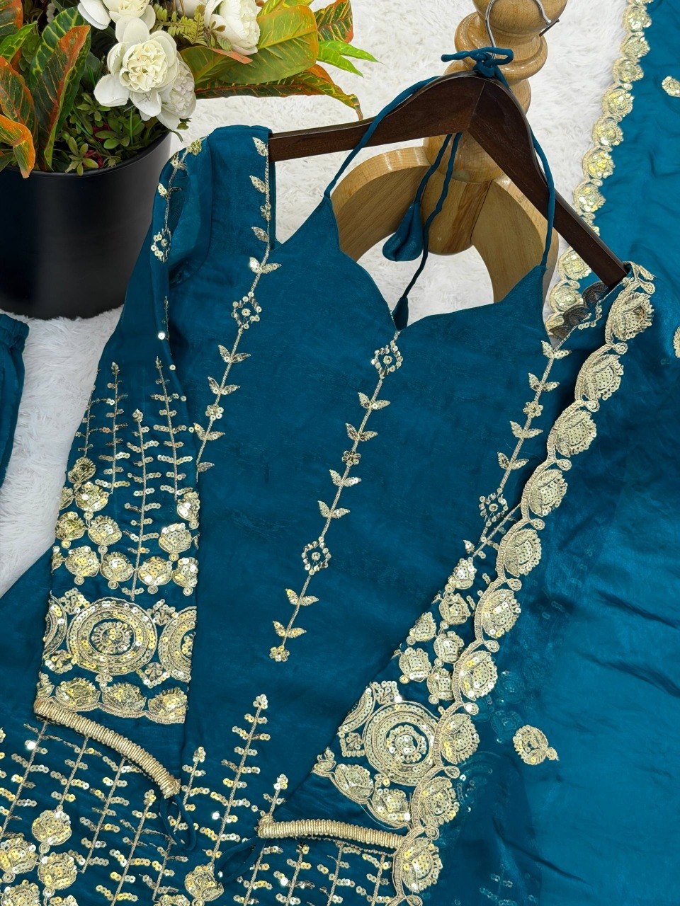Wedding Wear Fendy Silk Sharara Plazzo and Set