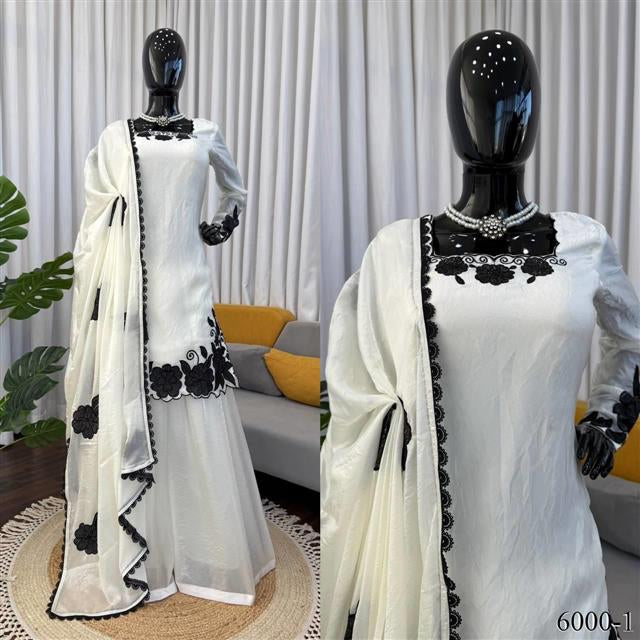 FENDY SILK EMBROIDERY THREAD WORK TOP FARSHI PANT