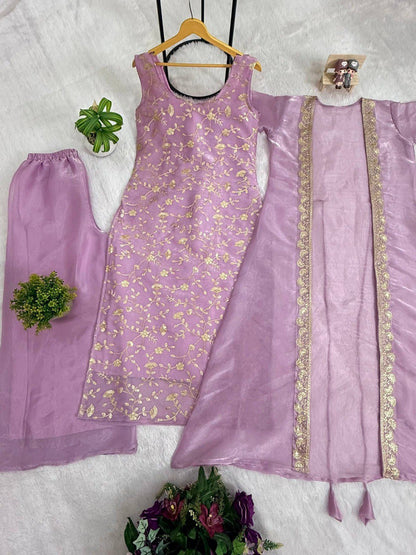 JIMMY SILK KURTI, KOTI AND PLAZZO SET