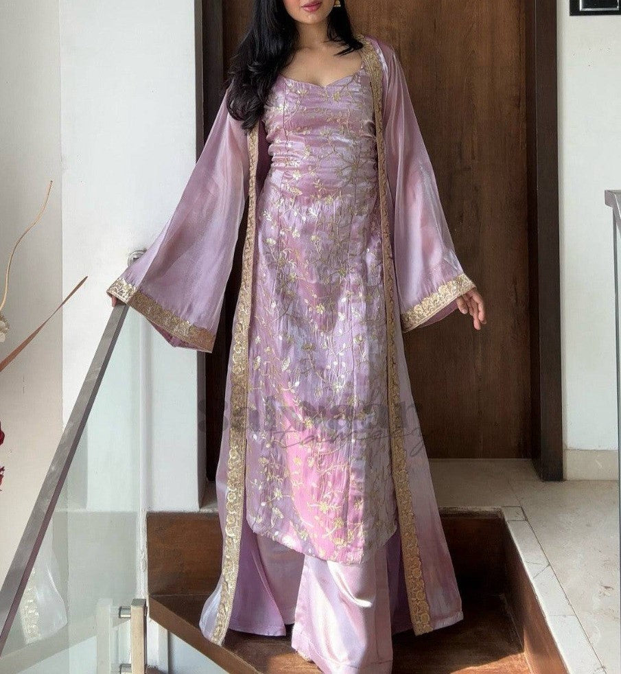 JIMMY SILK KURTI, KOTI AND PLAZZO SET