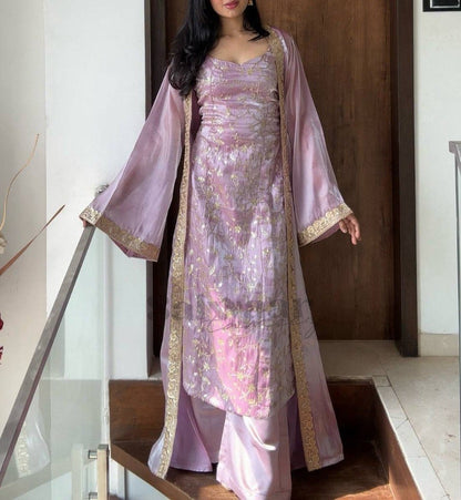 JIMMY SILK KURTI, KOTI AND PLAZZO SET