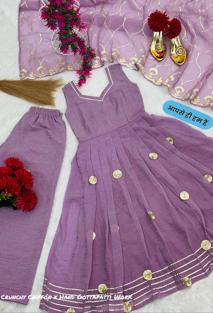 Beautifull Crunchy Chiffon Wth Beautifull Hand Work Anarakli