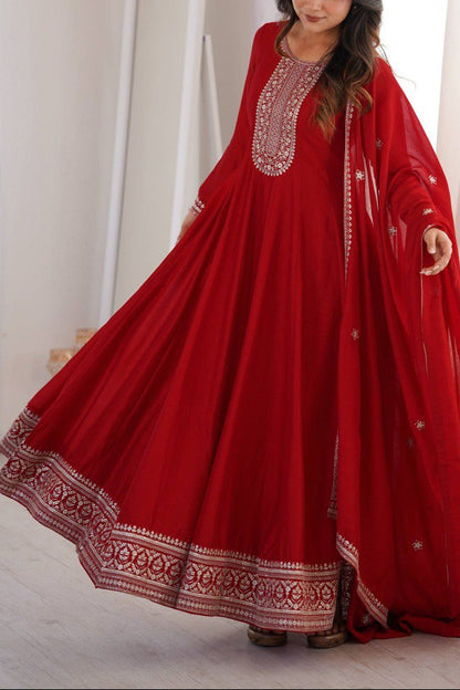 PREMIUM QUALITY PURE VICHITRA SILK FULLY FLARE ANARKALI