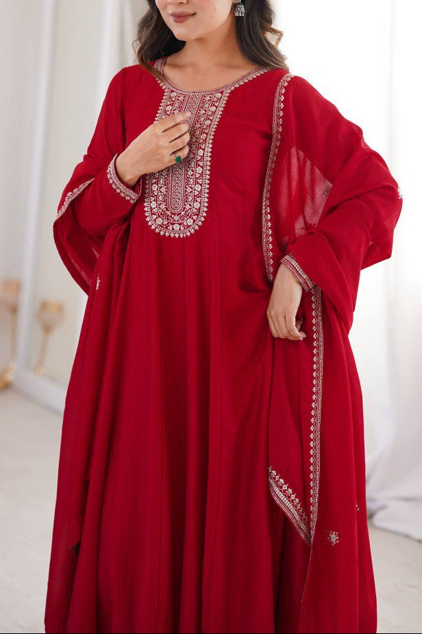 PREMIUM QUALITY PURE VICHITRA SILK FULLY FLARE ANARKALI