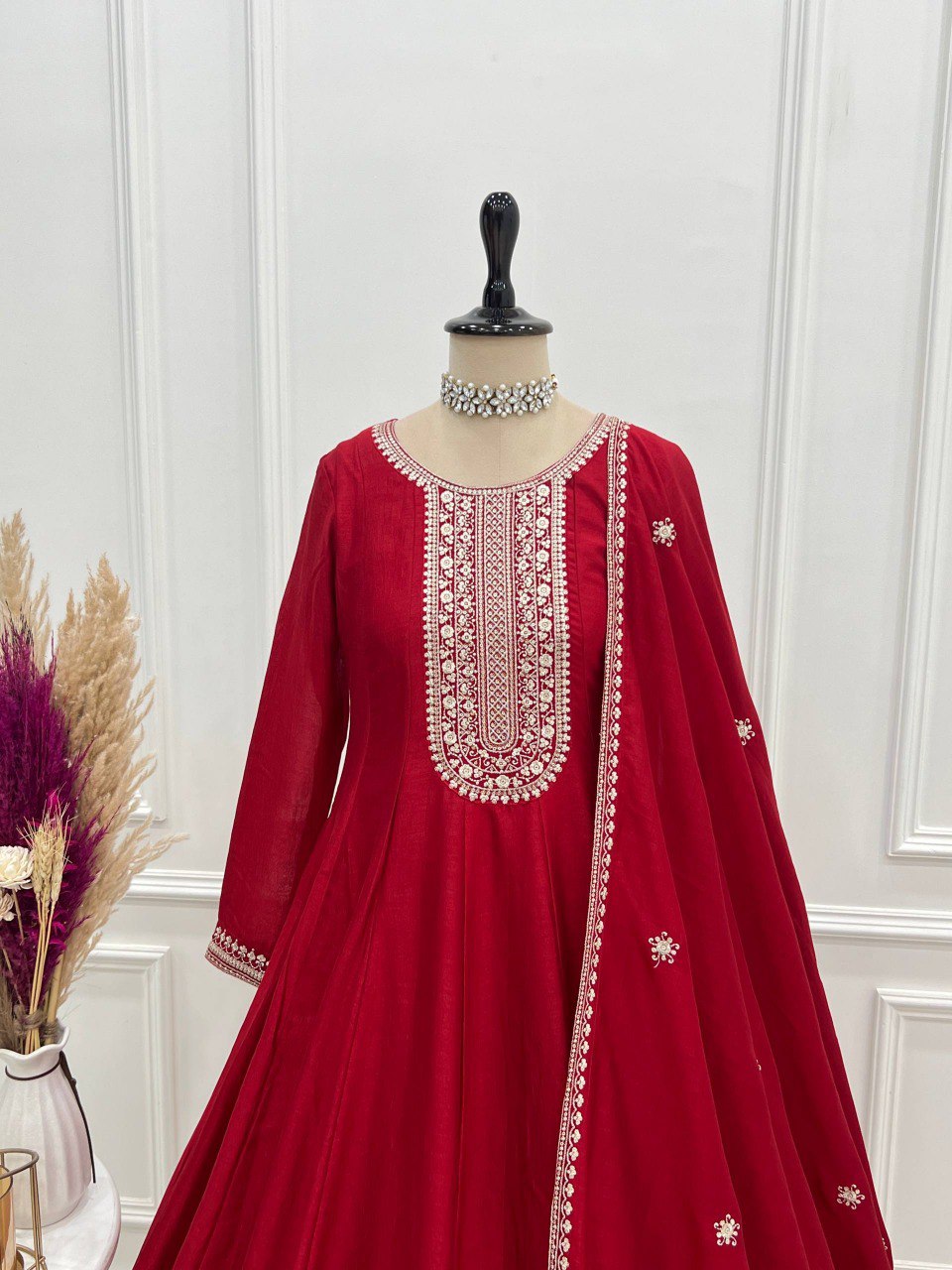 PREMIUM QUALITY PURE VICHITRA SILK FULLY FLARE ANARKALI