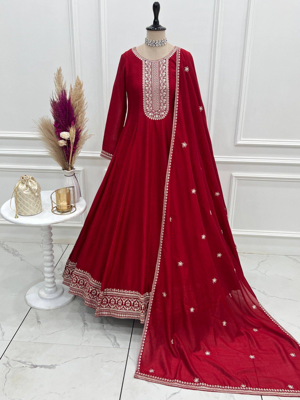 PREMIUM QUALITY PURE VICHITRA SILK FULLY FLARE ANARKALI