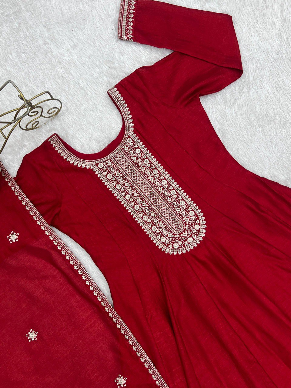 PREMIUM QUALITY PURE VICHITRA SILK FULLY FLARE ANARKALI